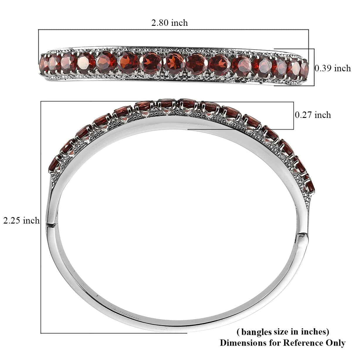 Mozambique Garnet Bangle Bracelet in Stainless Steel (6.50 In) 9.50 ctw image number 5
