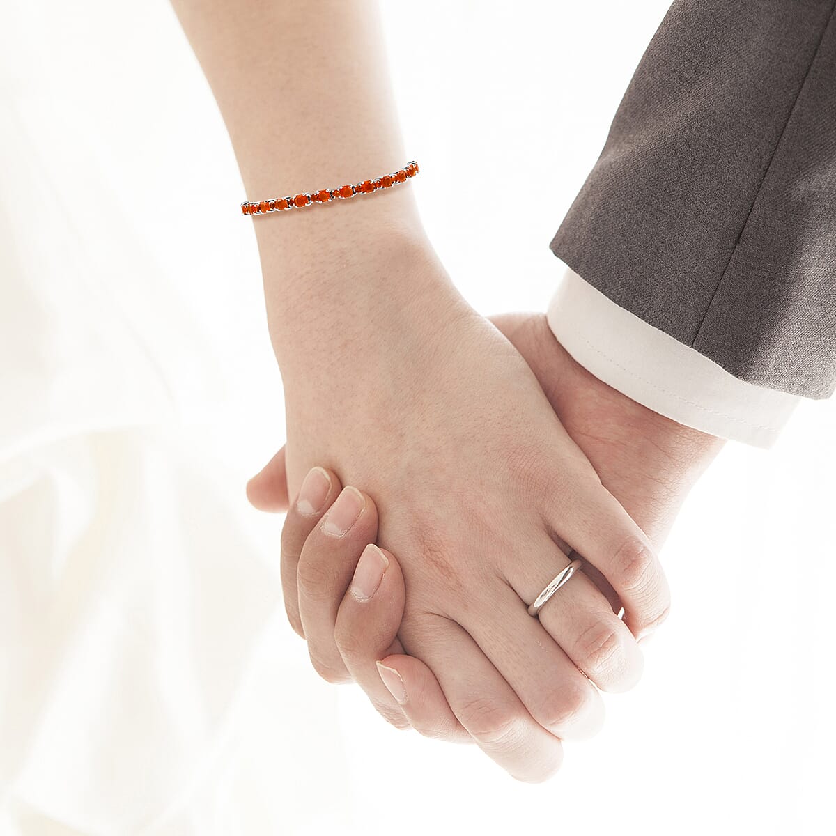 Salamanca Fire Opal Tennis Bracelet in Platinum Over Sterling Silver (8.00 In) 9.50 Grams 7.75 ctw image number 2