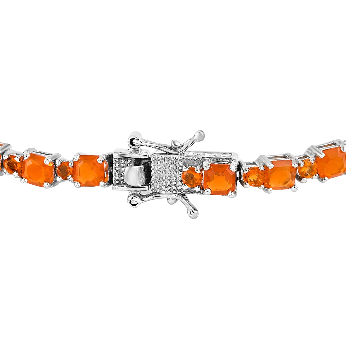 Salamanca Fire Opal Tennis Bracelet in Platinum Over Sterling Silver (8.00 In) 9.50 Grams 7.75 ctw image number 3