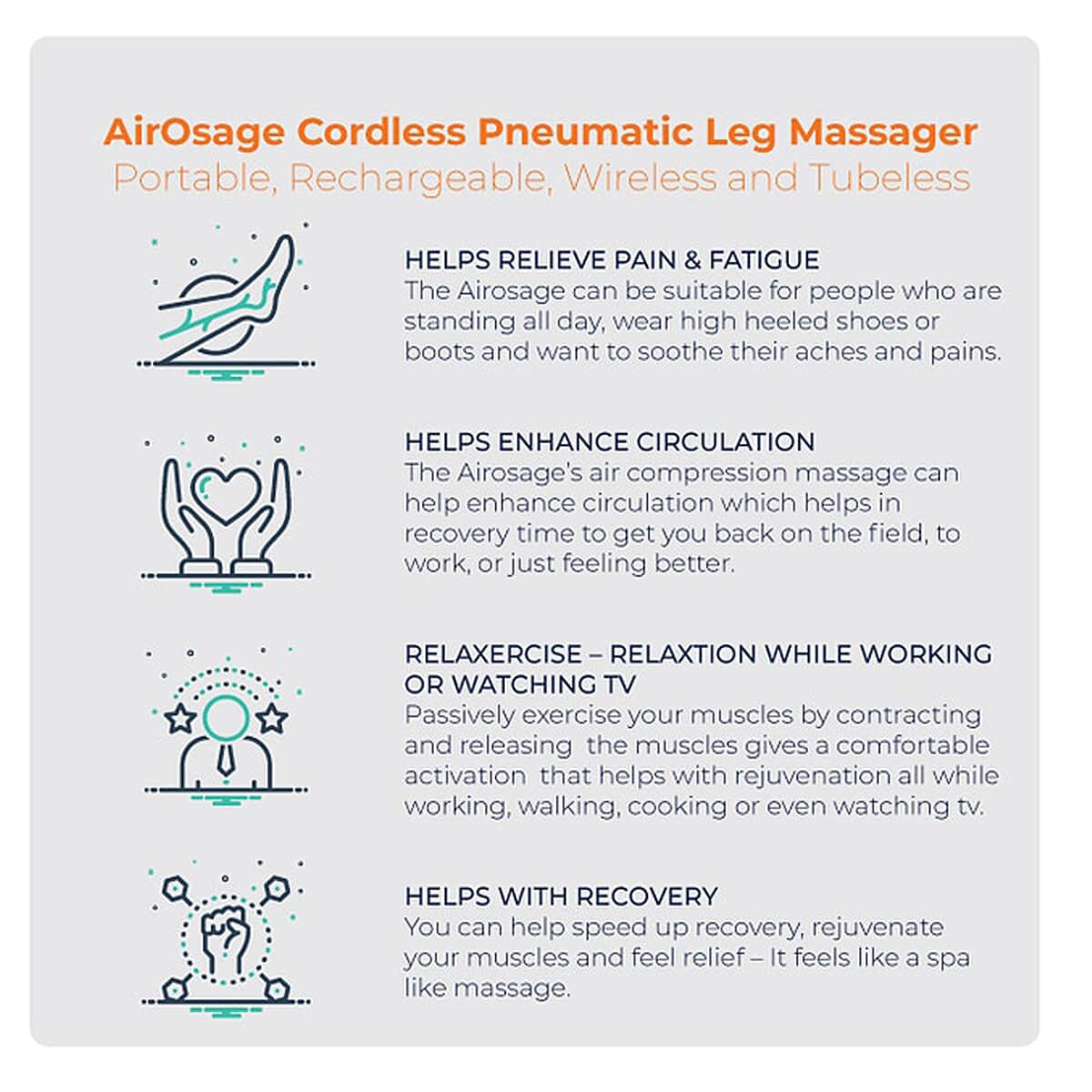 Foot Dr AirOsage Cordless & Portable Air Leg-Arm Massage | Leg Arm Massager | Best Handheld Portable Massager image number 4