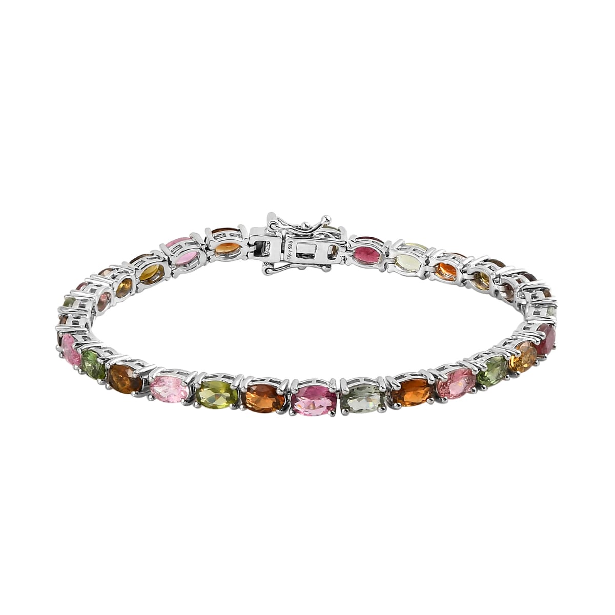 Multi-Tourmaline Tennis Bracelet in Platinum Over Sterling Silver (7.25 In) 10.50 Grams 11.50 ctw image number 0