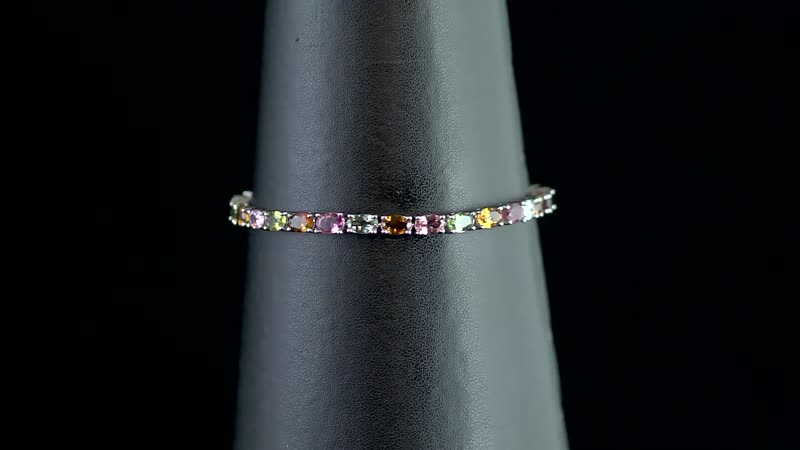 Multi-Tourmaline Tennis Bracelet in Platinum Over Sterling Silver (7.25 In) 10.50 Grams 11.50 ctw