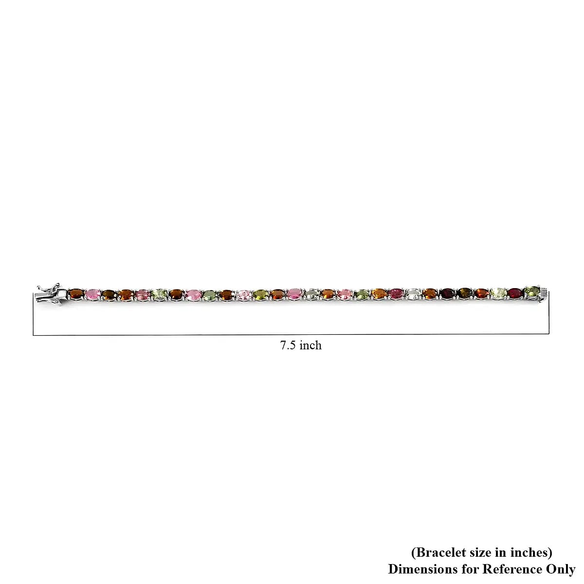 Tourmaline Tennis Bracelet in Platinum Plated Sterling Silver, Multi Tourmaline Bracelet, Silver Tennis, Real Tourmaline Bracelet (7.25 In) 11.60 ctw