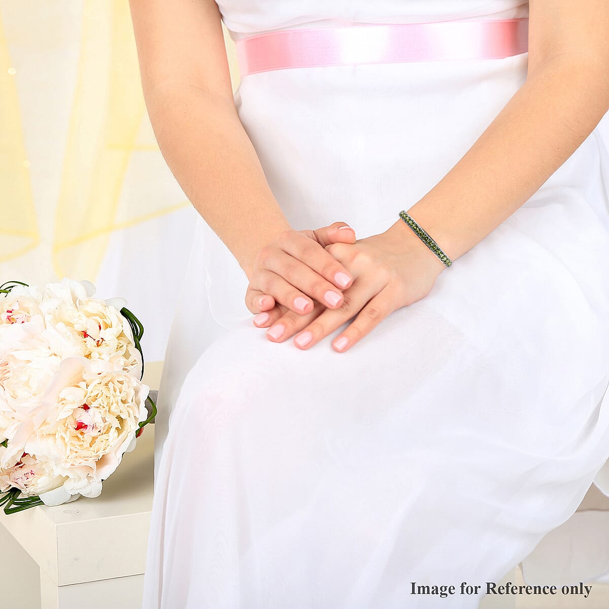 Peridot Bangle Bracelet in Stainless Steel (7.25 In) 7.50 ctw image number 2