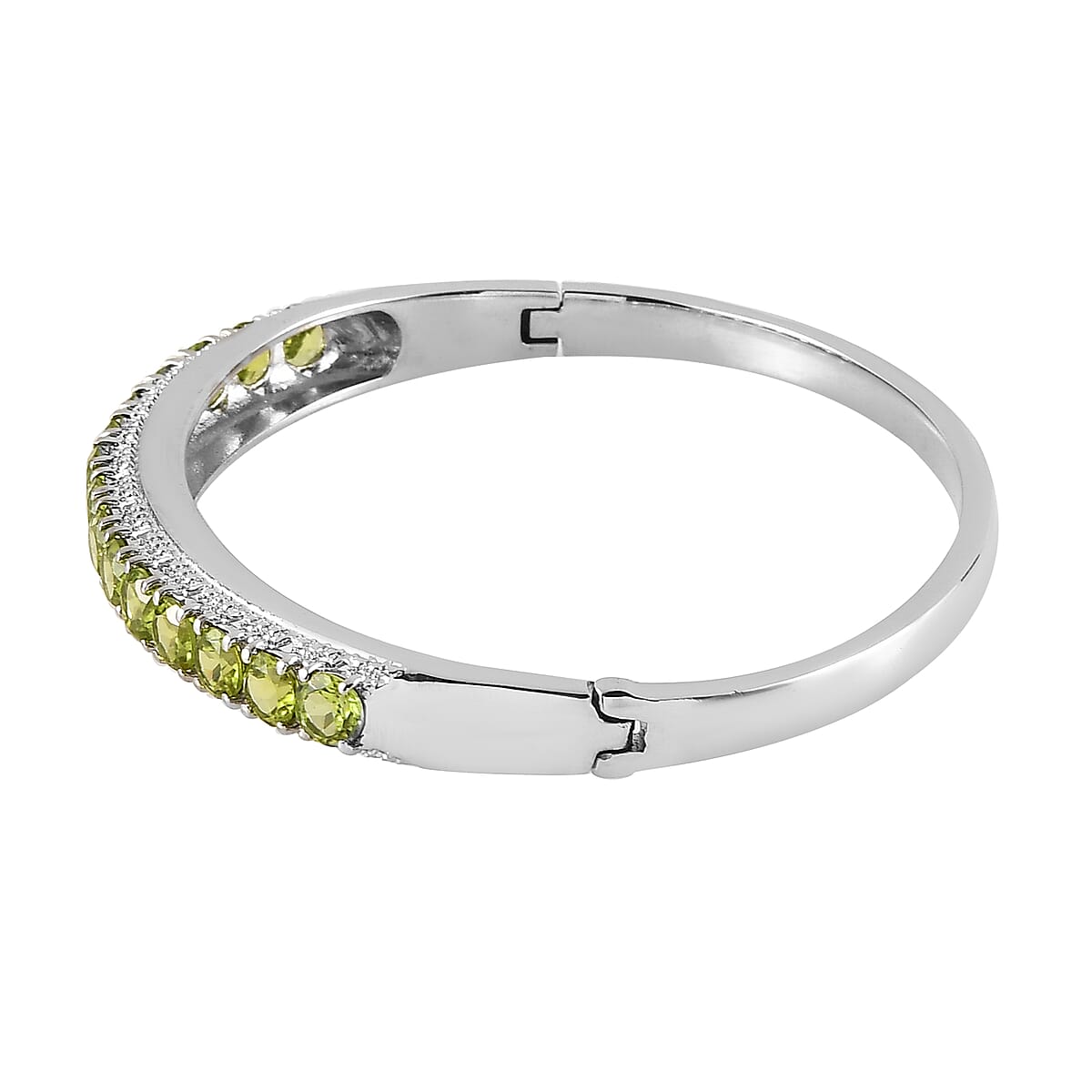 Peridot Bangle Bracelet in Stainless Steel (7.25 In) 7.50 ctw image number 3