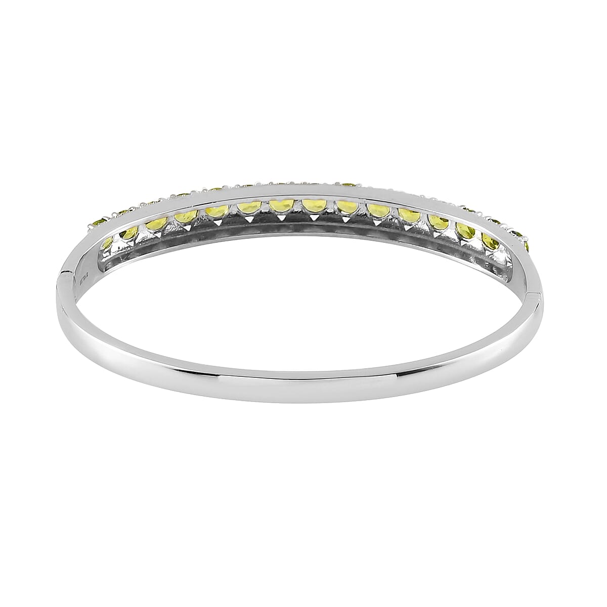 Peridot Bangle Bracelet in Stainless Steel (7.25 In) 7.50 ctw image number 4