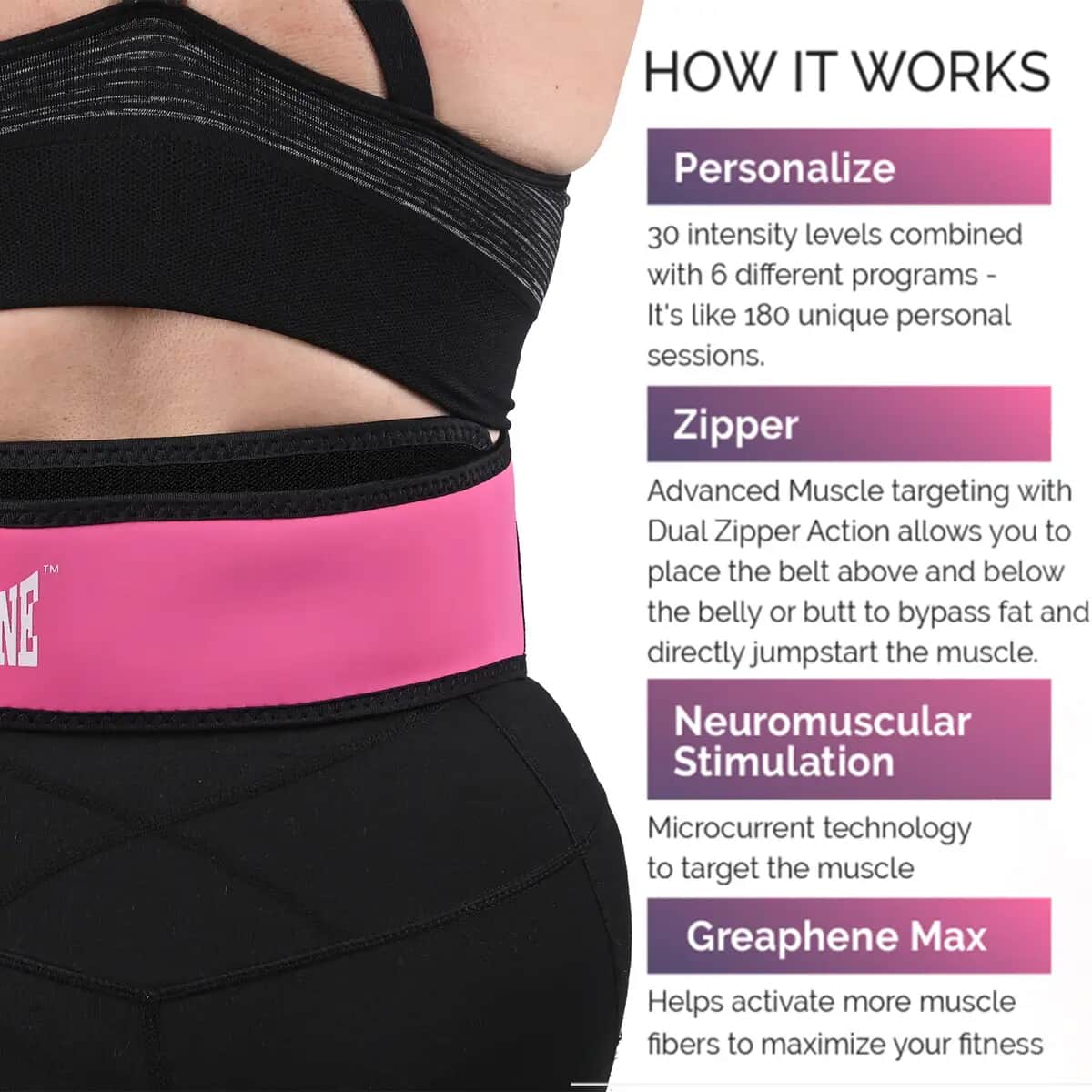 EVERTONE Zip & Tone Womens Belt to Lift and Firm Abs and Butt , Toning Slimming Belt , Weight Loss Belt , Waist Trimmer Belt image number 2