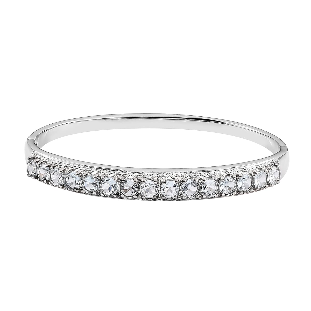 Sky Blue Topaz Bangle Bracelet in Stainless Steel (7.25 In) 9.15 ctw image number 0
