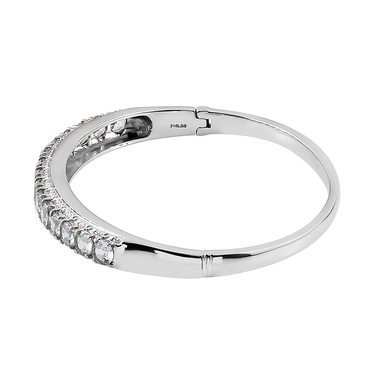 Sky Blue Topaz Bangle Bracelet in Stainless Steel (7.25 In) 9.15 ctw image number 3