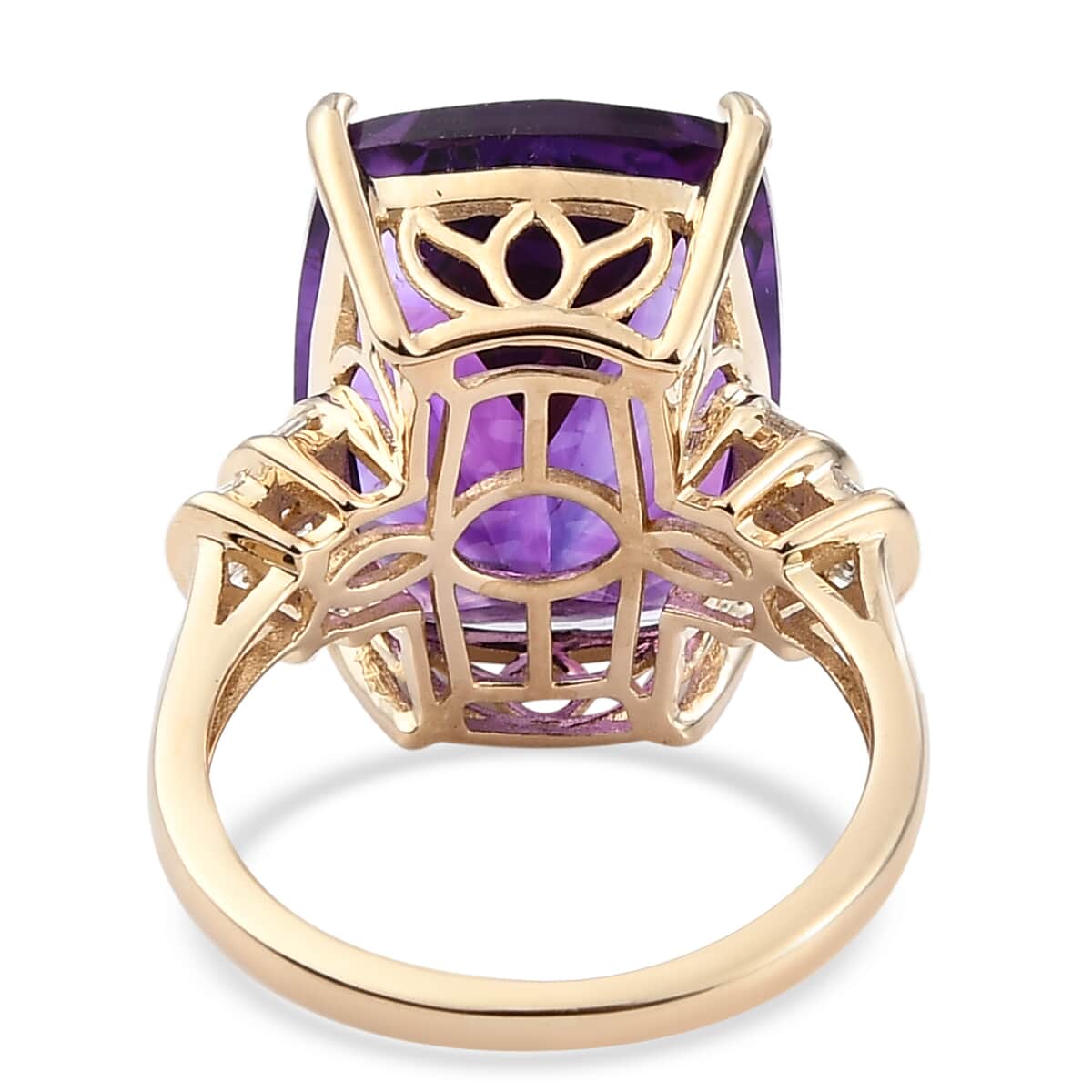 LUXORO 10K Yellow Gold AAA Moroccan Amethyst and Diamond G-H I3 Ring (Size 10.0) 2.90 Grams 10.65 ctw image number 4