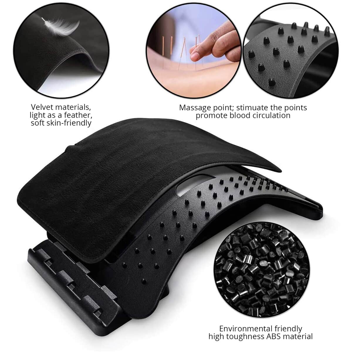 Lumbar Support Pillow with Heat and Massage,Ergonomic Memory Foam Lumbar  Stretch Pillow for Sleeping,Lower Back Pain Relief,Waist Stretcher Cushion