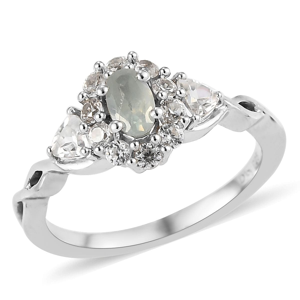 Narsipatnam Alexandrite and White Zircon Infinity Shank Ring in Platinum Over Sterling Silver (Size 10.0) 0.85 ctw