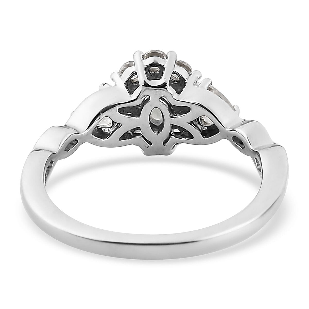 Narsipatnam Alexandrite and White Zircon Infinity Shank Ring in Platinum Over Sterling Silver (Size 10.0) 0.85 ctw