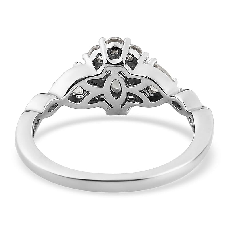 Narsipatnam Alexandrite and White Zircon Infinity Shank Ring in Platinum Over Sterling Silver (Size 10.0) 0.85 ctw