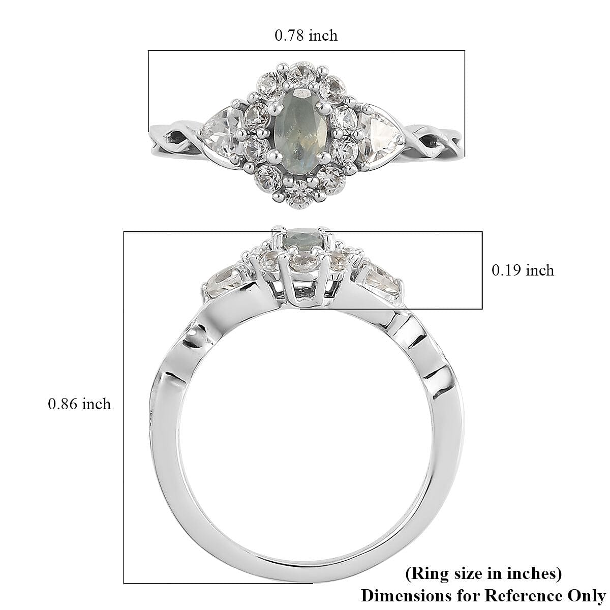 Narsipatnam Alexandrite and White Zircon Infinity Shank Ring in Platinum Over Sterling Silver (Size 10.0) 0.85 ctw