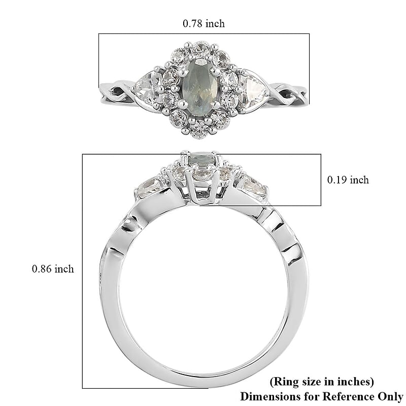 Narsipatnam Alexandrite and White Zircon Infinity Shank Ring in Platinum Over Sterling Silver (Size 10.0) 0.85 ctw
