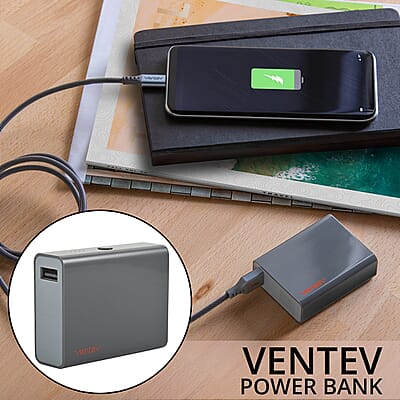 Closeout Ventev Powercell 5200 mAh Power Bank -Gray , Portable Power Bank , Portable Phone Charger , Portable Charger , Battery Charger