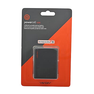 Closeout Ventev Powercell 5200 mAh Power Bank -Gray , Portable Power Bank , Portable Phone Charger , Portable Charger , Battery Charger