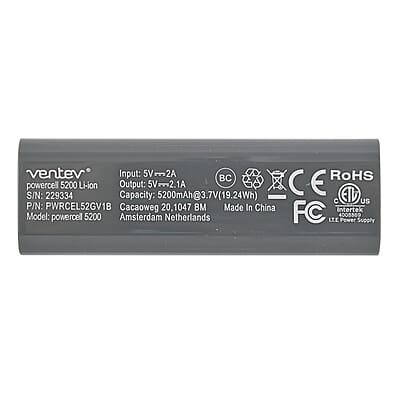 Closeout Ventev Powercell 5200 mAh Power Bank -Gray , Portable Power Bank , Portable Phone Charger , Portable Charger , Battery Charger