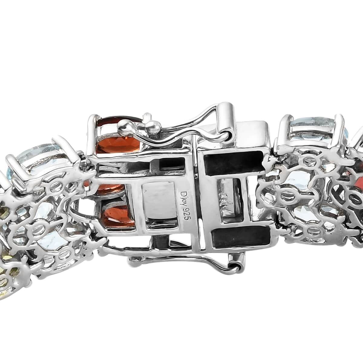 Multi Gemstone 3-Row Bracelet in Platinum Over Sterling Silver (6.50 In) 22.10 Grams 35.15 ctw image number 3