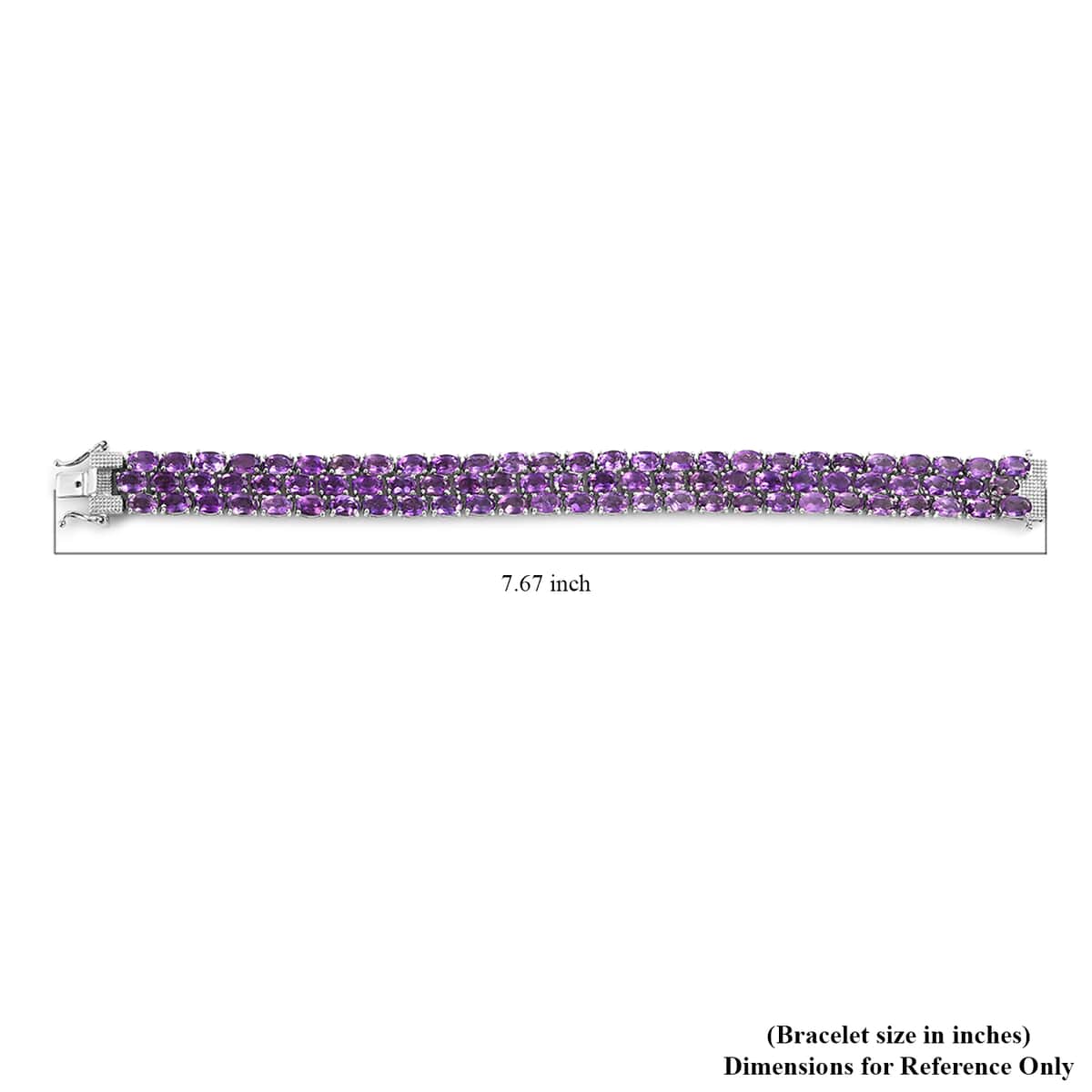 Amethyst 3 Row Tennis Bracelet in Platinum Over Sterling Silver (7.25 In) 24.35 Grams 32.40 ctw image number 4