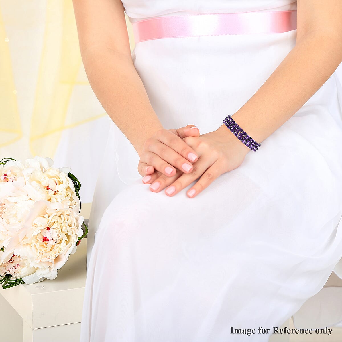 Amethyst 3 Row Tennis Bracelet in Platinum Over Sterling Silver (8.00 In) 36.00 ctw image number 2