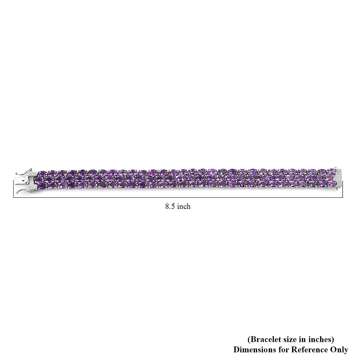 Amethyst 3 Row Tennis Bracelet in Platinum Over Sterling Silver (8.00 In) 36.00 ctw image number 4