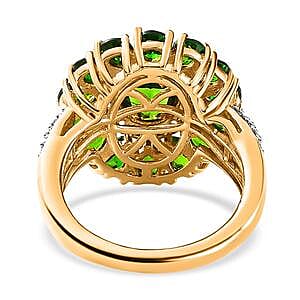 Chrome Diopside and White Zircon 4.61 ctw Ring in Vermeil YG Over Sterling Silver (Size 5.5)