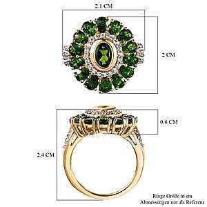 Chrome Diopside and White Zircon 4.61 ctw Ring in Vermeil YG Over Sterling Silver (Size 5.5)
