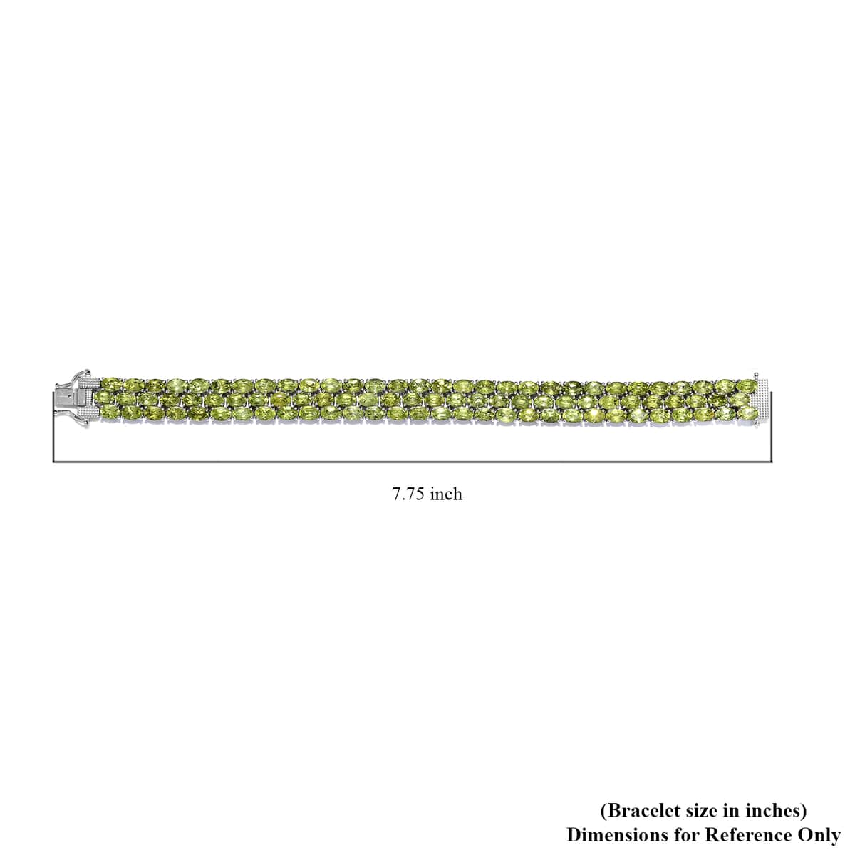 Peridot 3 Row Tennis Bracelet in Platinum Over Sterling Silver (8.00 In) 26.85 Grams 42.25 ctw image number 4