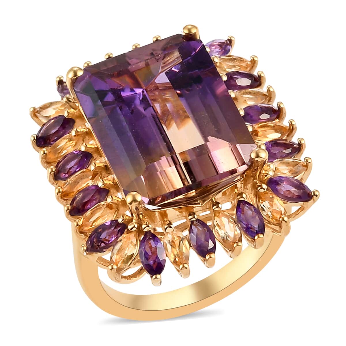 AAA Anahi Ametrine and Multi Gemstone Ring in Vermeil Yellow Gold Over Sterling Silver (Size 8.0) 14.50 ctw image number 0