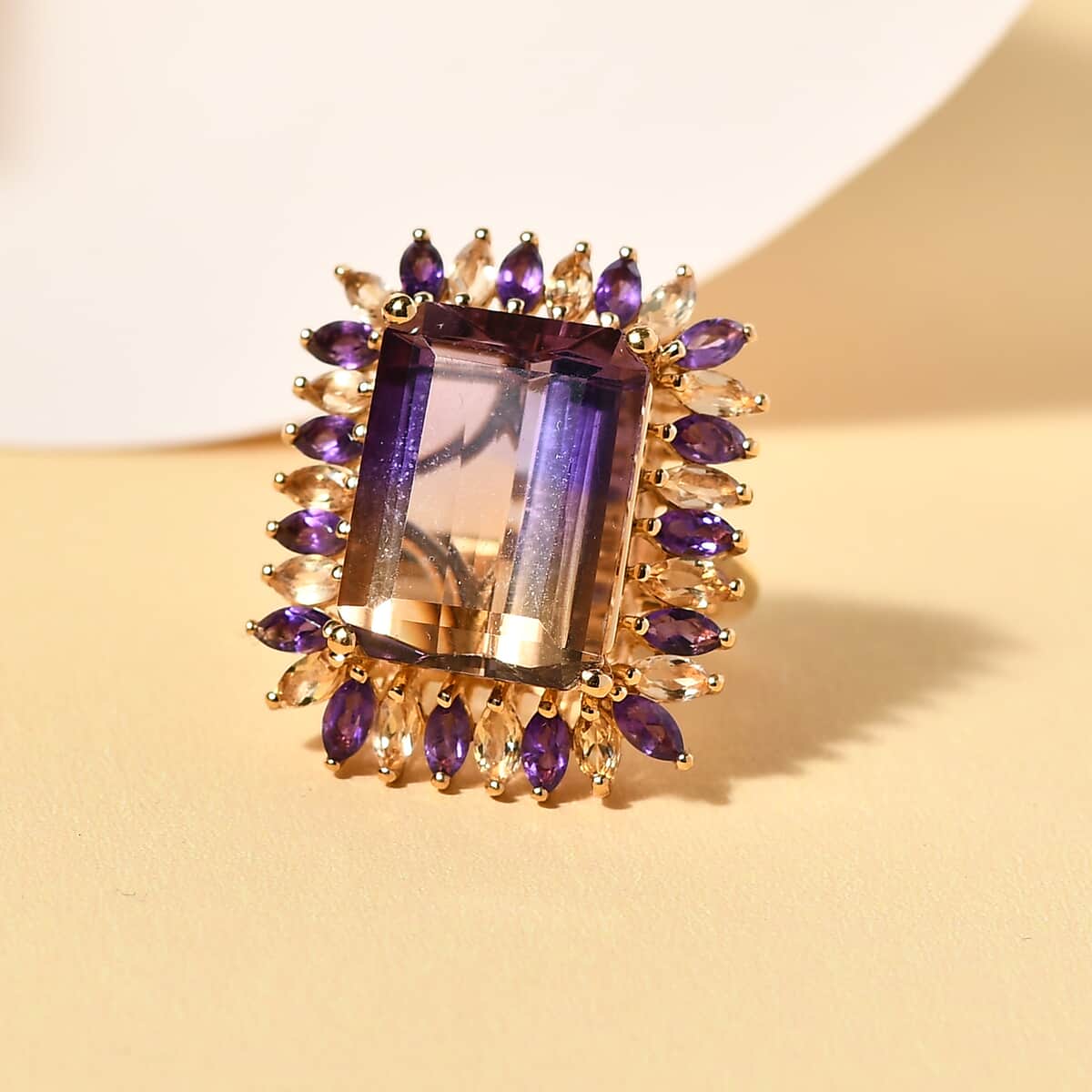 AAA Anahi Ametrine and Multi Gemstone Ring in Vermeil Yellow Gold Over Sterling Silver (Size 8.0) 14.50 ctw image number 1