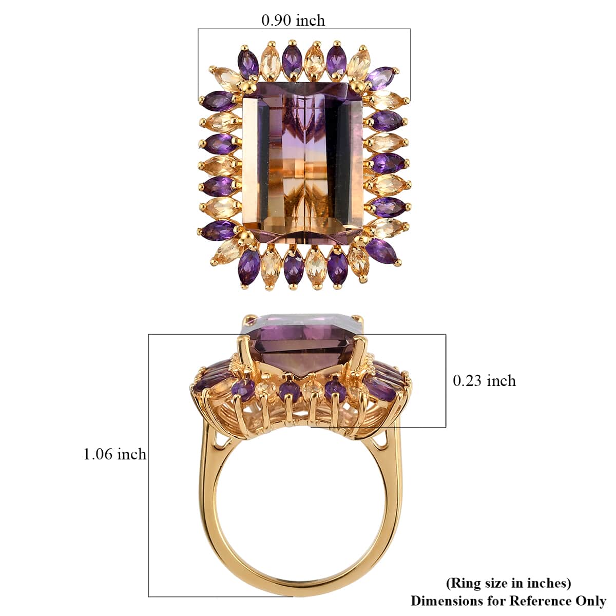 AAA Anahi Ametrine and Multi Gemstone Ring in Vermeil Yellow Gold Over Sterling Silver (Size 8.0) 14.50 ctw image number 5