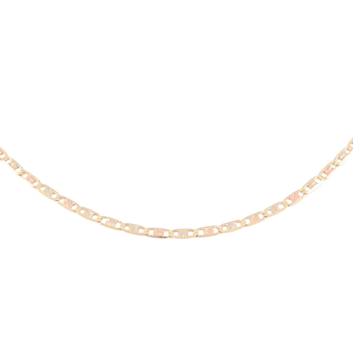 Italian 14K Yellow, Rose and White Gold 2mm Valentino Necklace 18 Inches 2.50 Grams image number 0