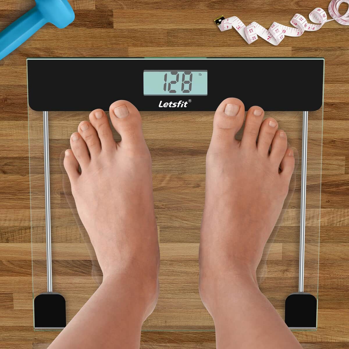 Letsfit Digital Bathroom Scale - Tempered Glass, Black for sale