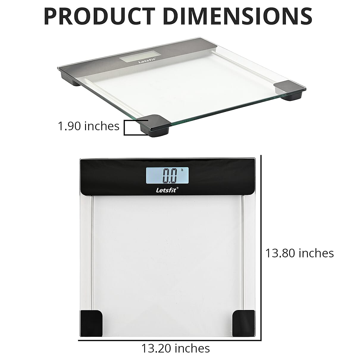 LETSFIT Tempered Glass Weighing Scale -Black image number 3