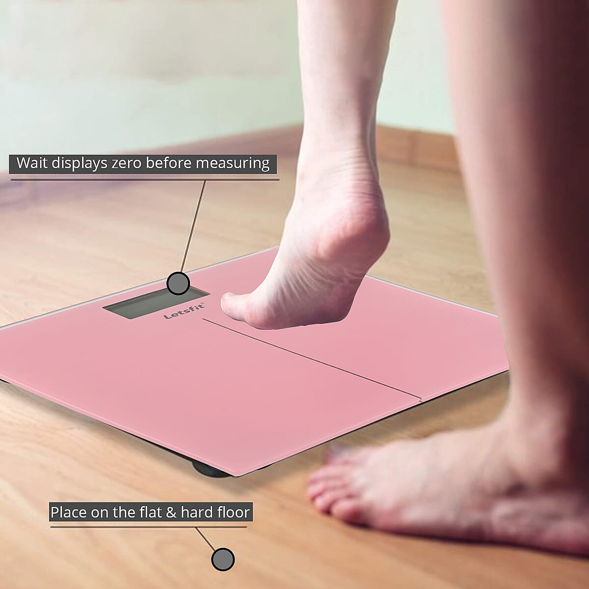 LETSFIT Tempered Glass Weighing Scale -Pink image number 1