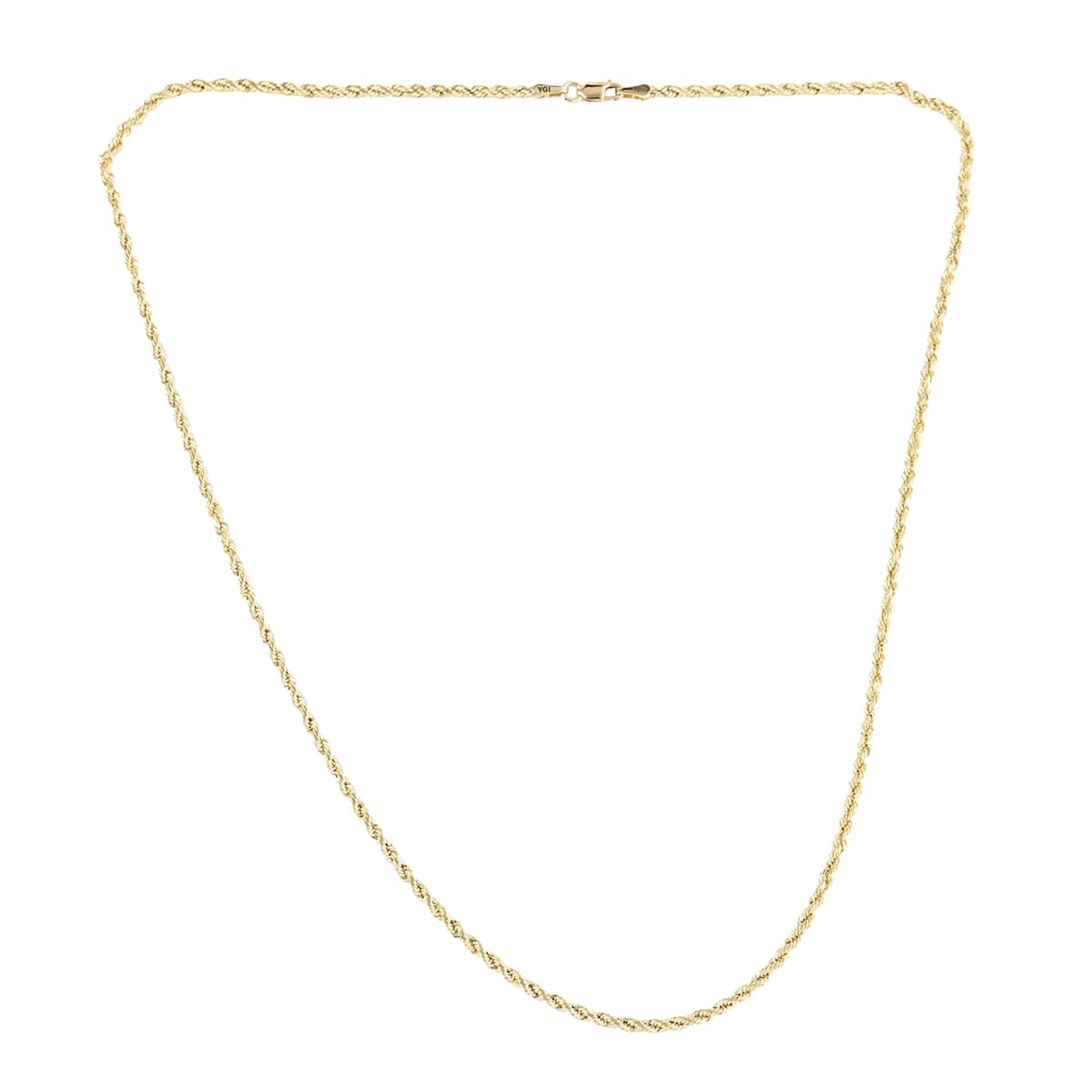 New York Closeout 10K Yellow Gold 2.2mm Rope Necklace 20 Inches 3.30 Grams image number 2