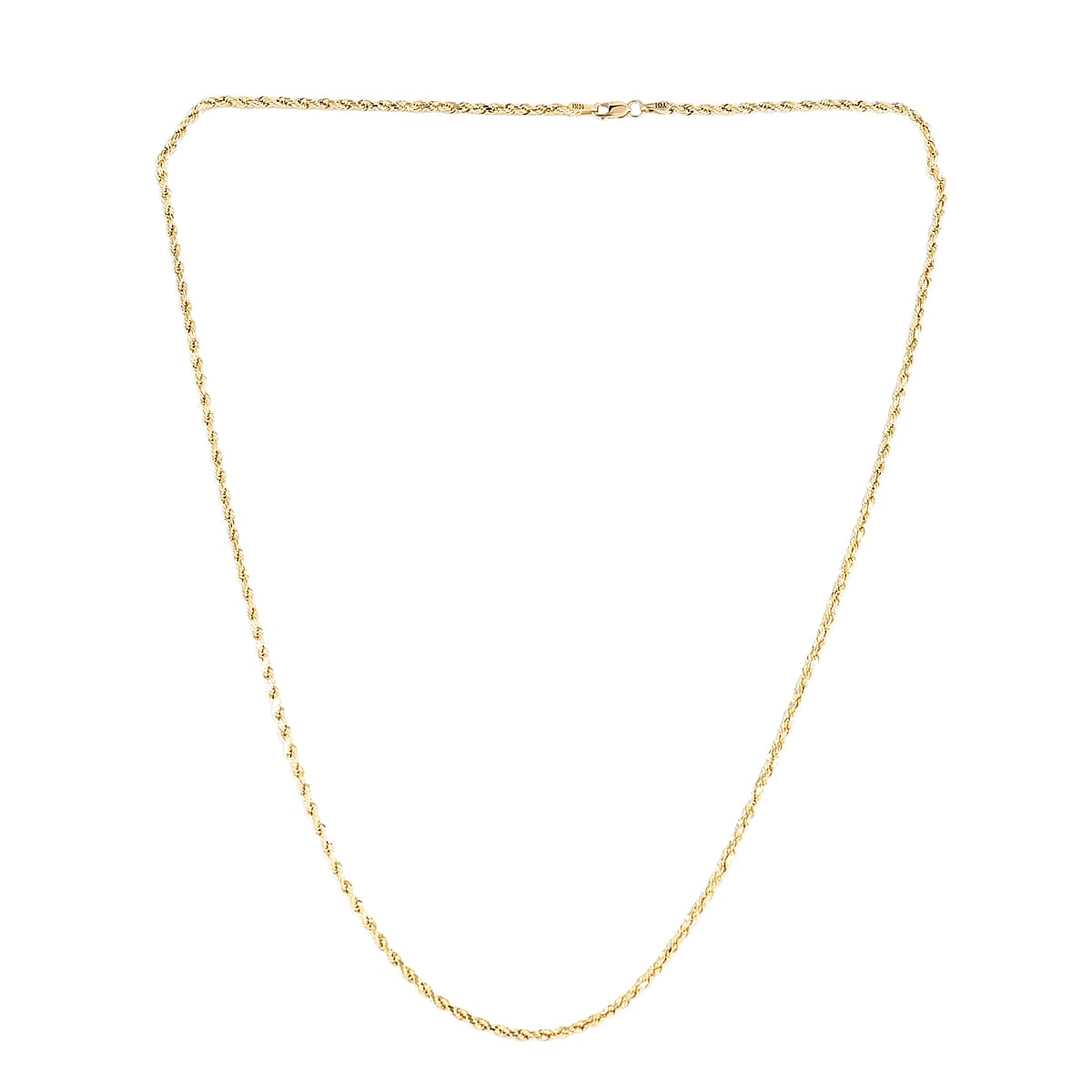 New York Closeout 10K Yellow Gold 2.5mm Hollow Rope Necklace 22 Inches 3.50 Grams image number 1