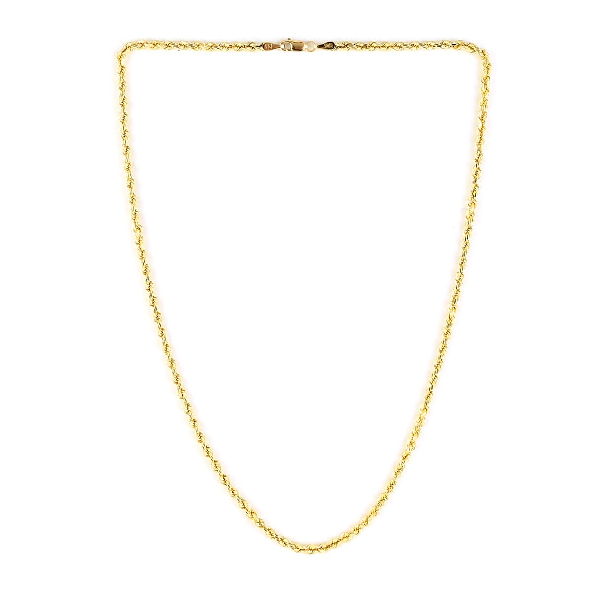 10K Yellow Gold 3.5mm Rope Necklace 18 Inches 5.30 Grams image number 2