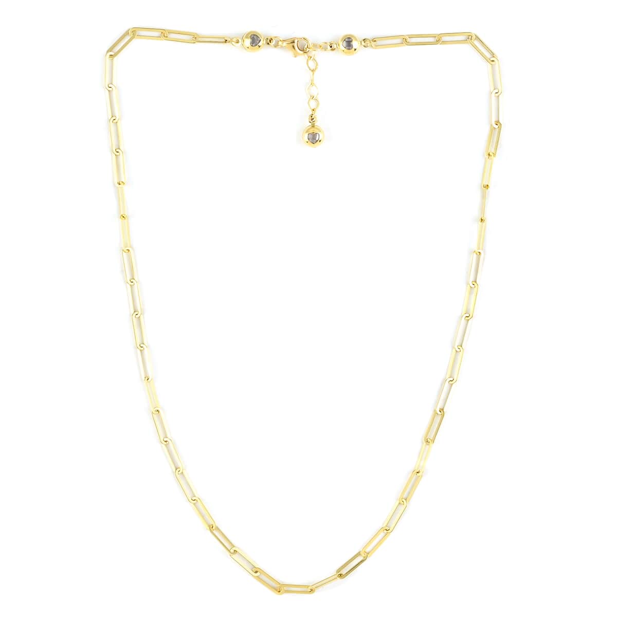 10K Yellow Gold Crystal 3mm Paper Clip Necklace 18 Inches 4.60 Grams image number 2