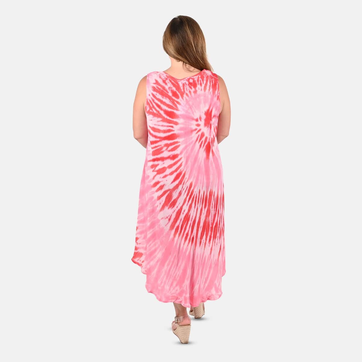 Tamsy Pink Floral Tie-Dye Umbrella Dress - One Size Plus image number 1