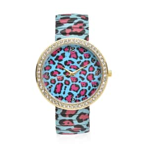 Strada Austrian Crystal Japanese Movement Red Leopard Print Watch in Stainless Steel Strap (42.41 mm) (6.75-7.25 Inches)