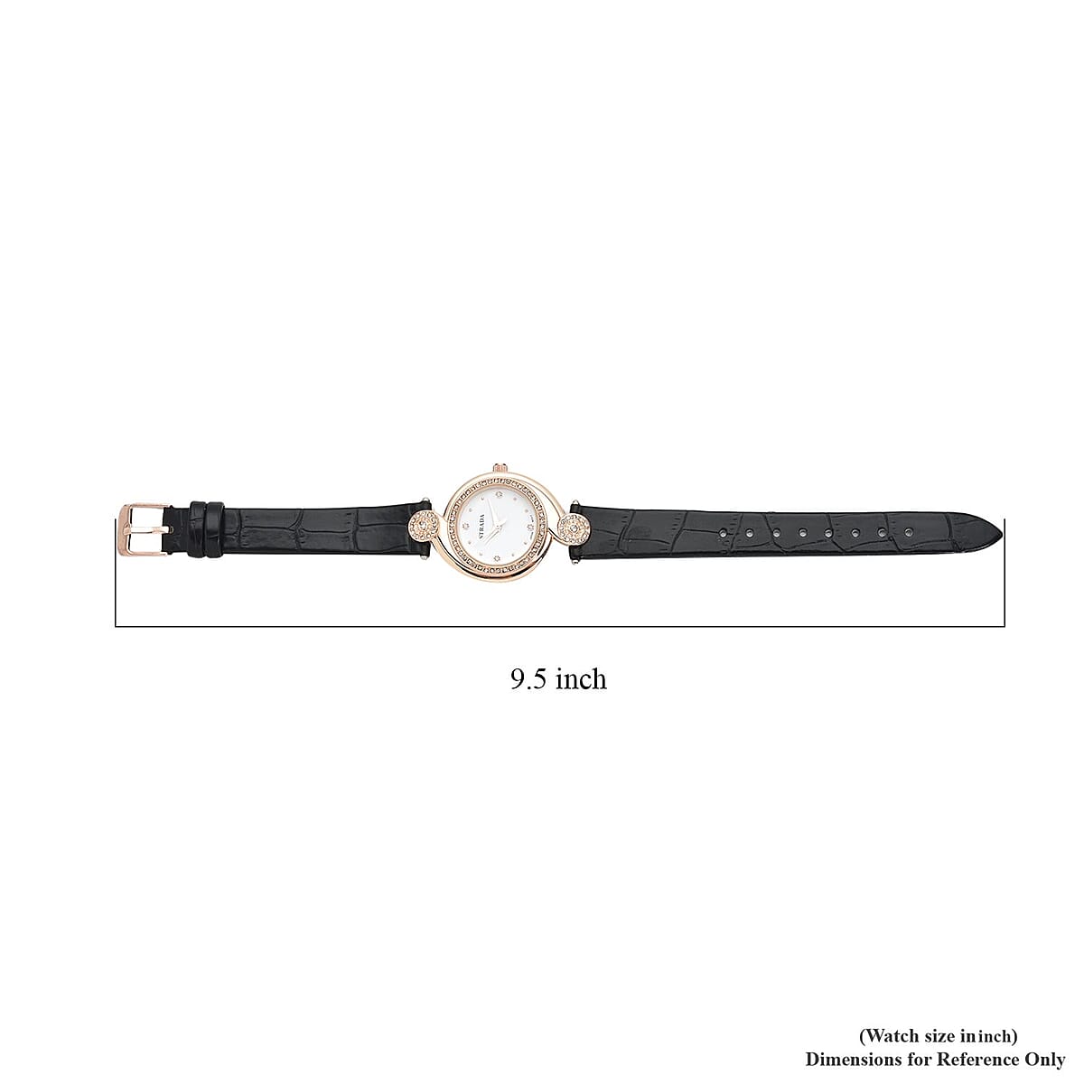 Strada Austrian Crystal Japanese Movement Watch with Black Faux Leather Strap (27.5mm) (7.25-8.25Inches) image number 6