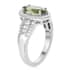 Bohemian Moldavite and White Zircon Ring in Platinum Over Sterling Silver (Size 9.0) 1.60 ctw image number 4