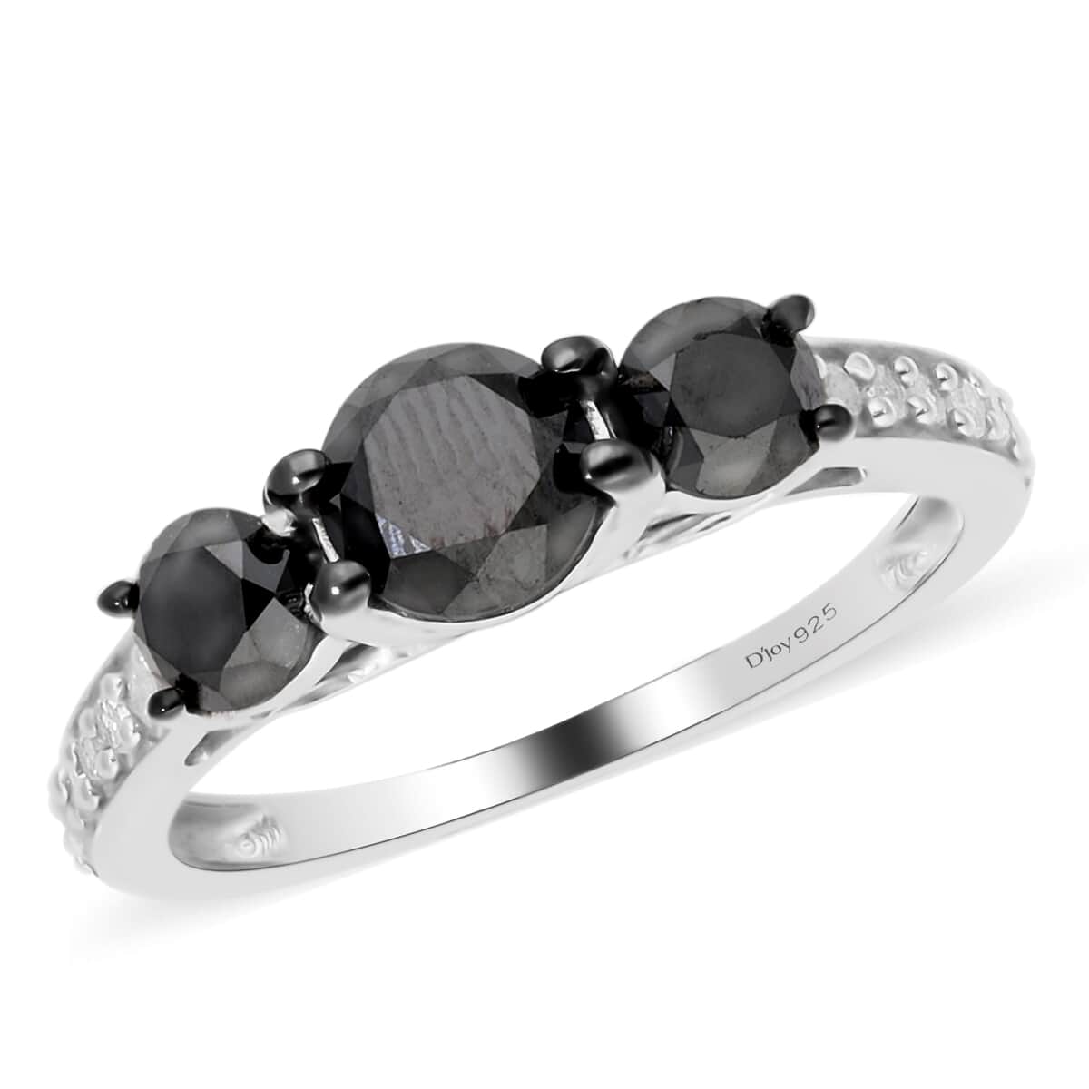 Black Diamond and White Diamond Ring in Platinum Over Sterling Silver (Size 9.0) 2.00 ctw image number 0