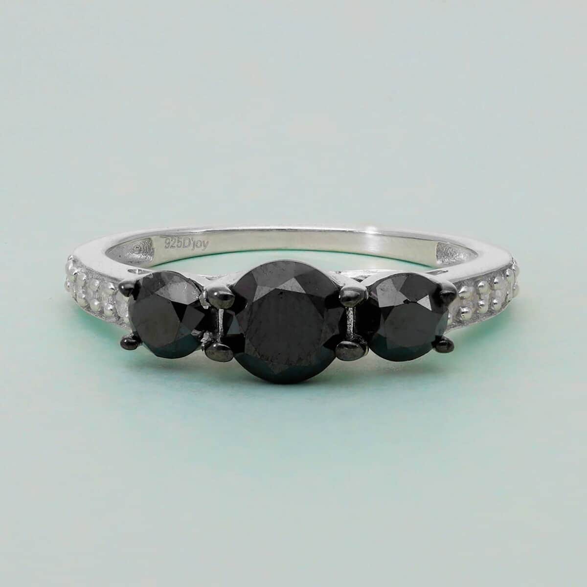 Black Diamond and White Diamond Ring in Platinum Over Sterling Silver (Size 9.0) 2.00 ctw image number 1