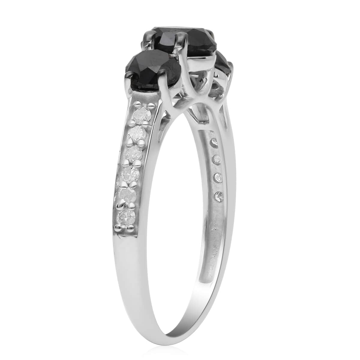 Black Diamond and White Diamond Ring in Platinum Over Sterling Silver (Size 9.0) 2.00 ctw image number 3