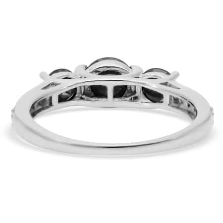Black Diamond and White Diamond Ring in Platinum Over Sterling Silver (Size 10.0) 2.00 ctw image number 4