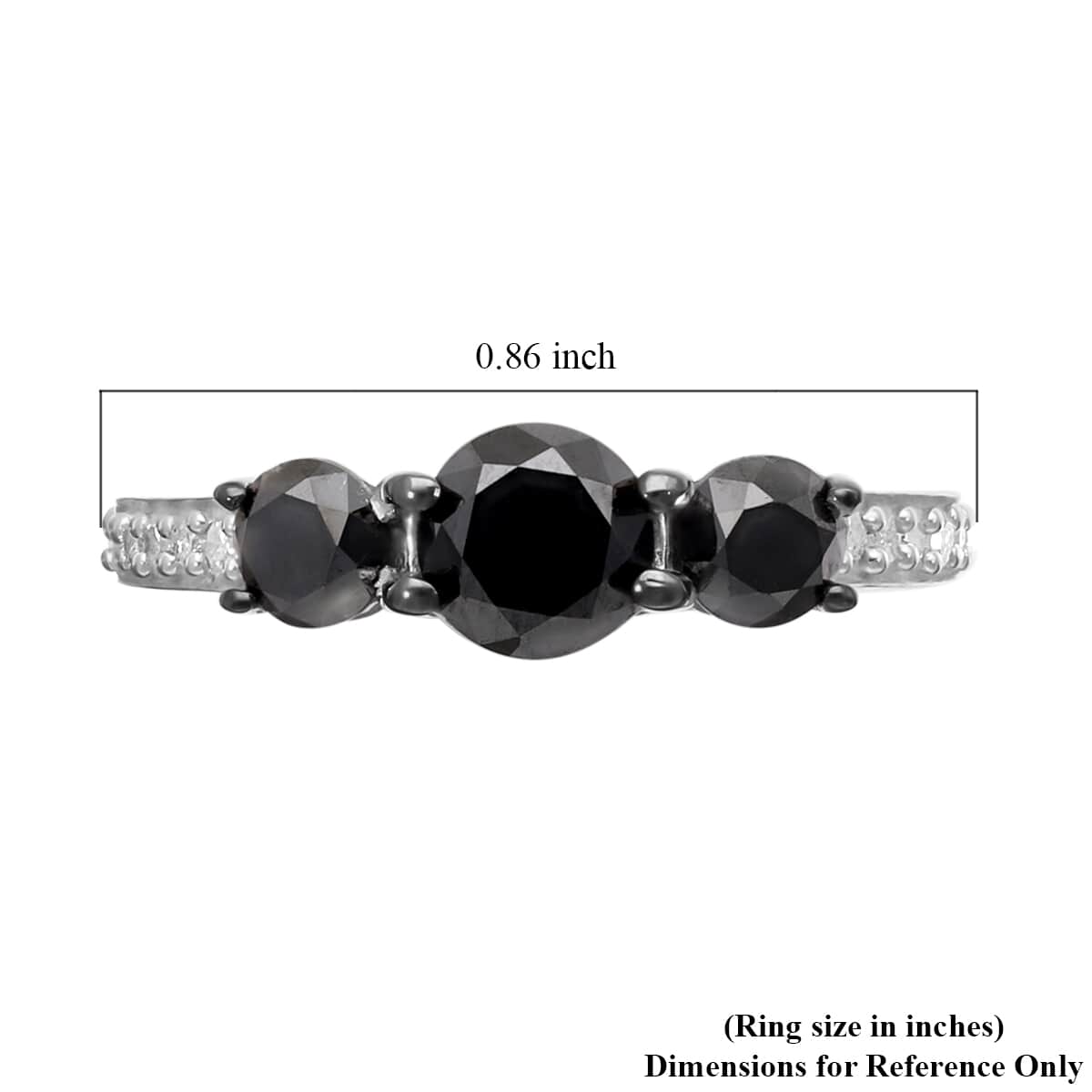 Black Diamond and White Diamond Ring in Platinum Over Sterling Silver (Size 9.0) 2.00 ctw image number 5